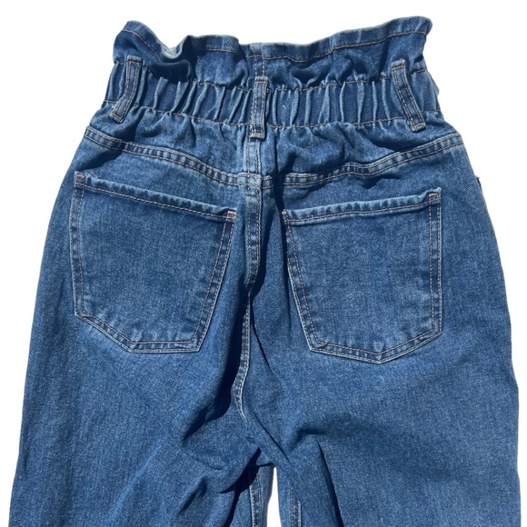 Oak + Fort Indigo Paperbag Waist Mom Jean 100% Cotton Size Medium - Picture 5 of 9